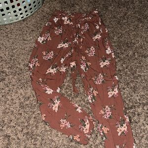 floral american eagle tied dress pants